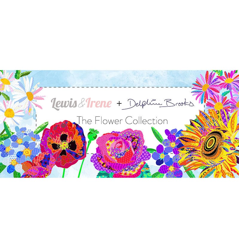 Multi-coloured Floral, Fun and Funky Lewis and Irene Fabric Panels & Labels Lewis And Irene Flower Collection Forget-Me-Nots Bright Fabric Panel DB8 - The Sewing Studio