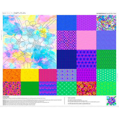 Multi-coloured Floral, Fun and Funky Lewis and Irene Fabric Panels & Labels Lewis And Irene Flower Collection Forget-Me-Nots Bright Fabric Panel DB8 - The Sewing Studio