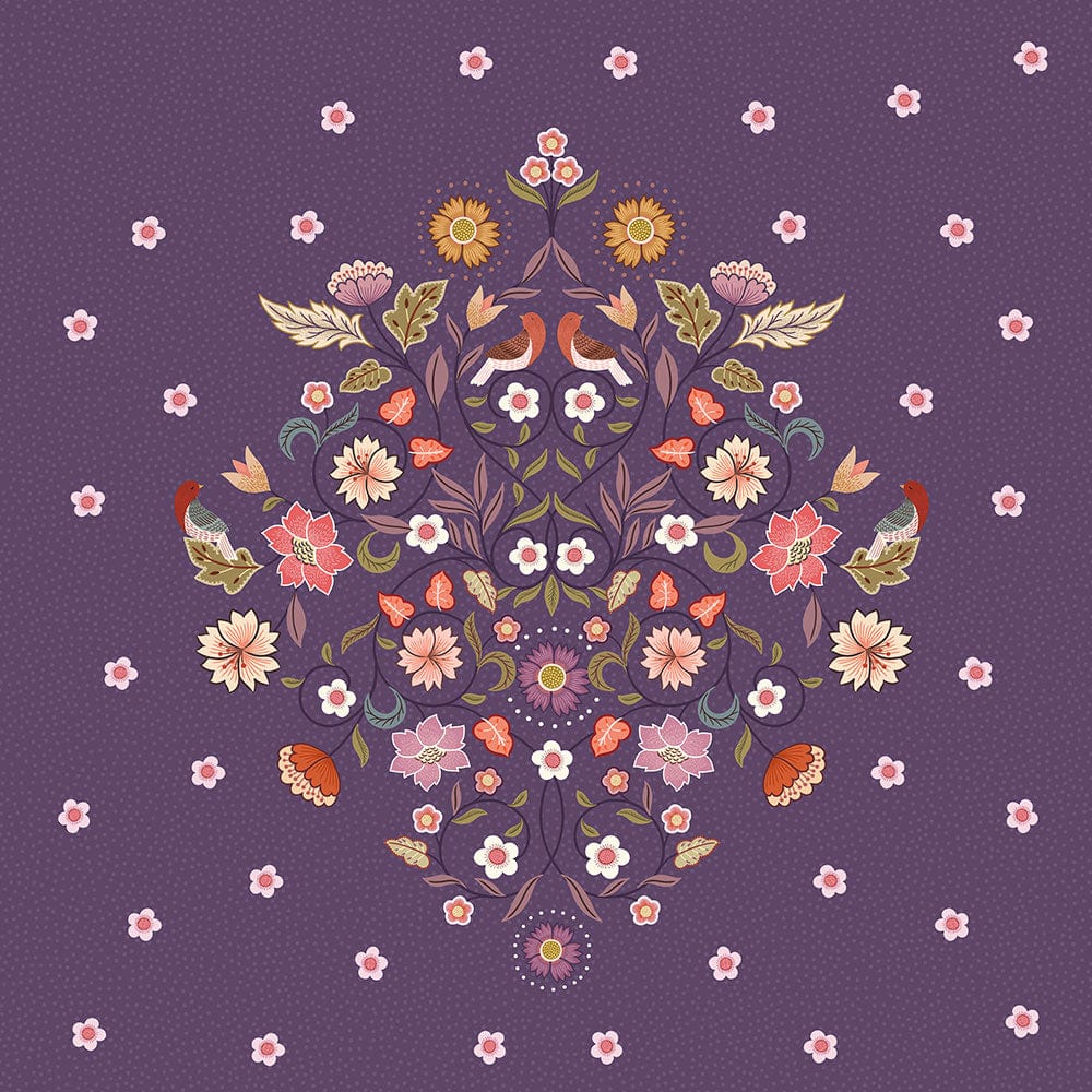 Lewis and Irene Fabric Panels & Labels Lewis And Irene Isabella Purple 58 x 58 Inch Quilt Fabric Panel P2  - The Sewing Studio