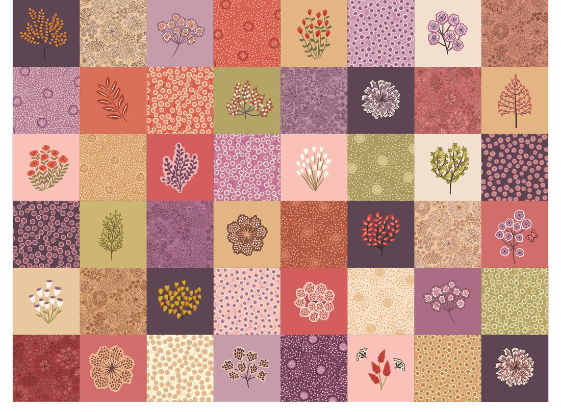 Lewis and Irene Fabric Panels & Labels Lewis and Irene Jardin d' Automne 5 Inch Squares Panel  - The Sewing Studio