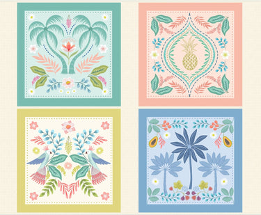 Lewis and Irene Fabric Panels & Labels Lewis and Irene Paradise Cushion Panel 36 x 44 inch Panel A892  - The Sewing Studio for sale UK - The Sewing Studio
