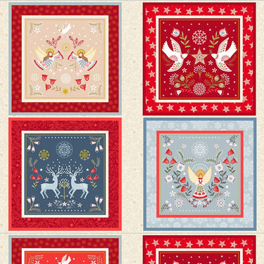 Lewis and Irene Fabric Panels & Labels Lewis And Irene Peace And Joy Cushion Fabric Panel C107  - The Sewing Studio for sale UK - The Sewing Studio