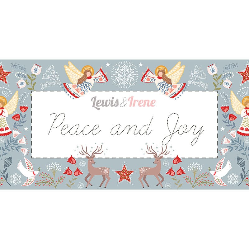 Lewis and Irene Fabric Panels & Labels Lewis And Irene Peace And Joy Stocking Fabric Panel C106  - The Sewing Studio
