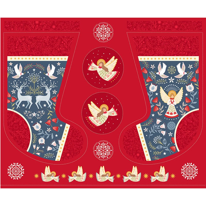 Lewis and Irene Fabric Panels & Labels Lewis And Irene Peace And Joy Stocking Fabric Panel C106  - The Sewing Studio