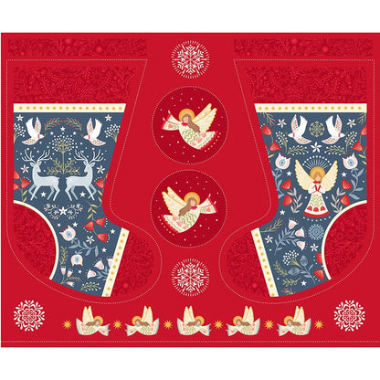 Lewis and Irene Fabric Panels & Labels Lewis And Irene Peace And Joy Stocking Fabric Panel C106  - The Sewing Studio
