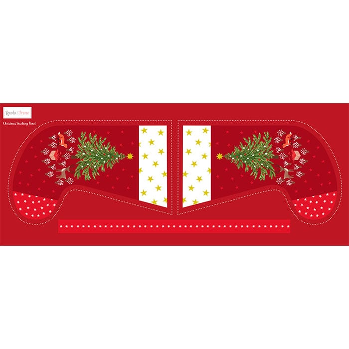 Multi-coloured Christmas, Stocking Panel Lewis and Irene Fabric Panels & Labels Lewis & Irene Christmas in Bluebell Wood Stocking Panel - The Sewing Studio