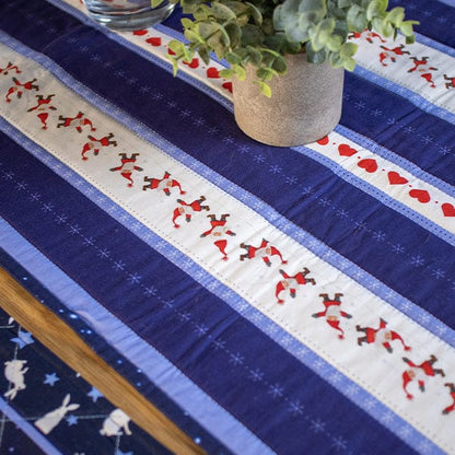 Blue Christmas Lewis and Irene Fabric Panels & Labels Lewis & Irene Tomtens Forest Friends Table Runner Panel CE34 - The Sewing Studio