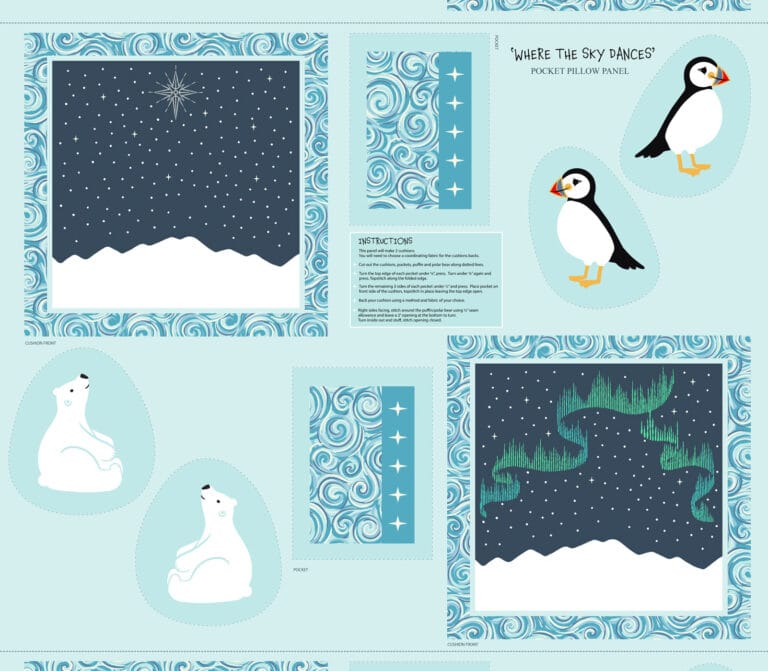 Multi-coloured Animals Lewis and Irene Fabric Panels & Labels Lewis & Irene Where The Sky Dances Cushion Panel - The Sewing Studio