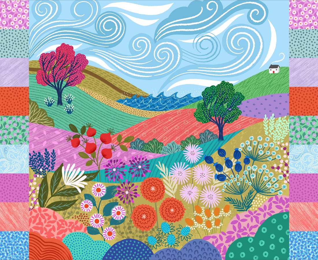 Multi-coloured Landscapes Lewis and Irene Fabric Panels & Labels Lewis and Irene Creative Landscapes Mountains & Shores Panels - The Sewing Studio