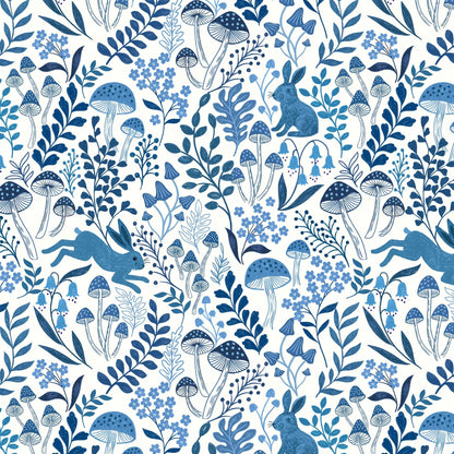 Blue Foliage, Woodland and Nature, Animals, Country Lewis and Irene Fabric Lewis & Irene Forget Me Not Lane - The Sewing Studio
