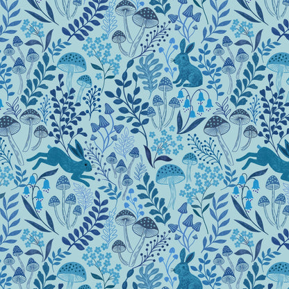 Blue Foliage, Woodland and Nature, Animals, Country Lewis and Irene Fabric Lewis & Irene Forget Me Not Lane - The Sewing Studio