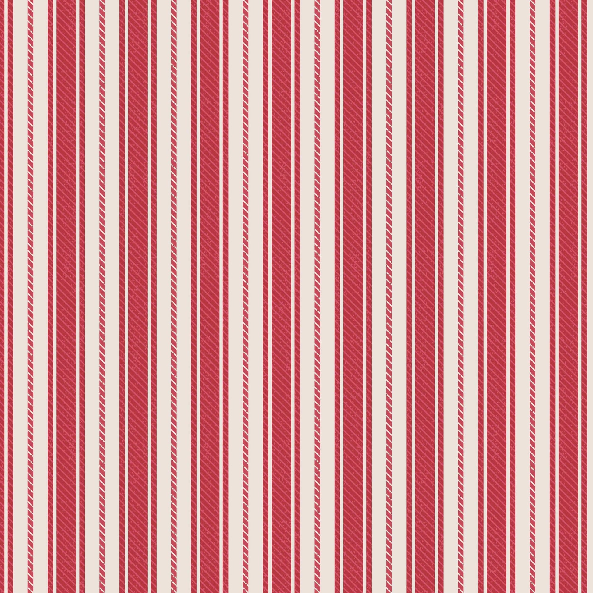 Red Stripes Lewis and Irene Fabric Lewis & Irene Country Comforts Flannel Fabric - The Sewing Studio