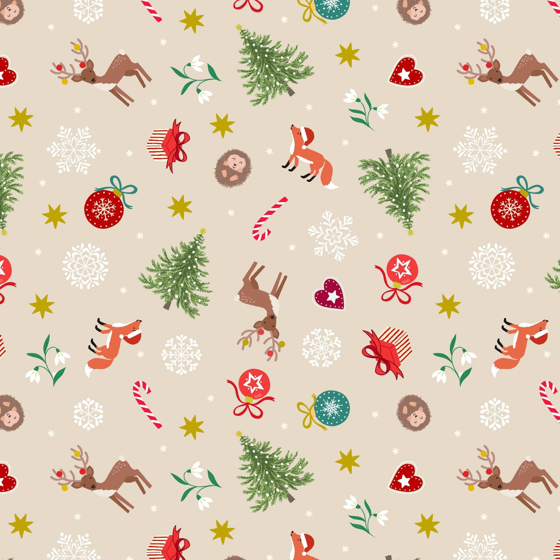 Multi-coloured Christmas Lewis and Irene Fabric Lewis & Irene Christmas in Bluebell Wood - The Sewing Studio