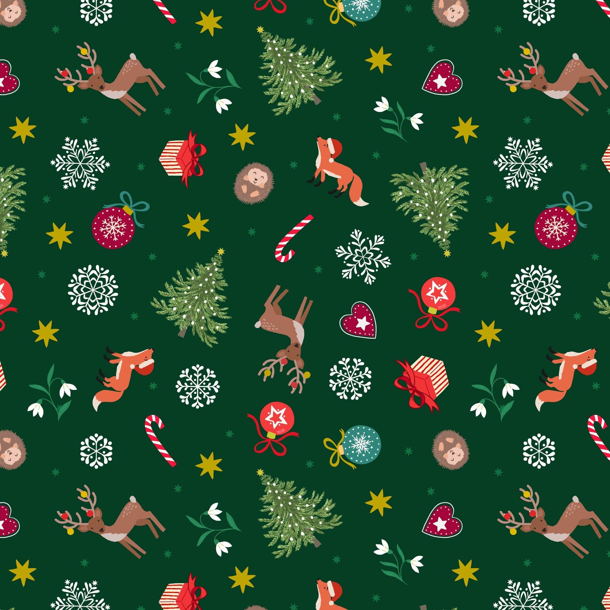 Multi-coloured Christmas Lewis and Irene Fabric Lewis & Irene Christmas in Bluebell Wood - The Sewing Studio