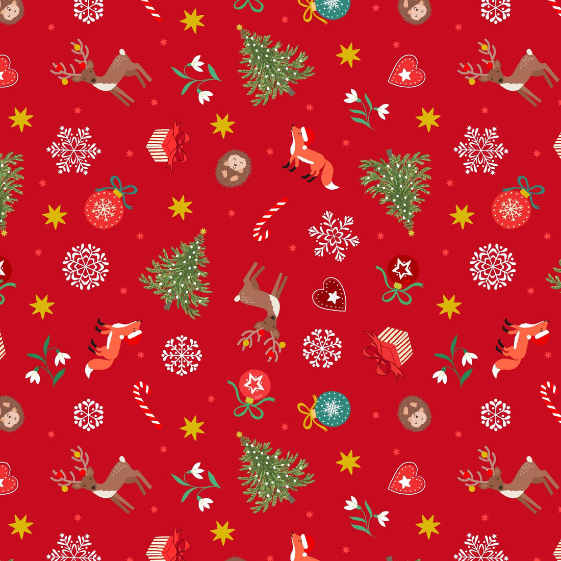Multi-coloured Christmas Lewis and Irene Fabric Lewis & Irene Christmas in Bluebell Wood - The Sewing Studio