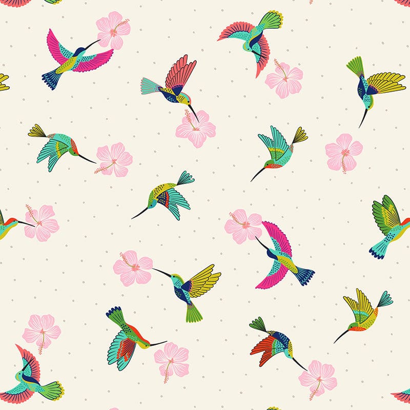 Lewis and Irene Fabric Lewis and Irene Hibiscus Hummingbird  - The Sewing Studio