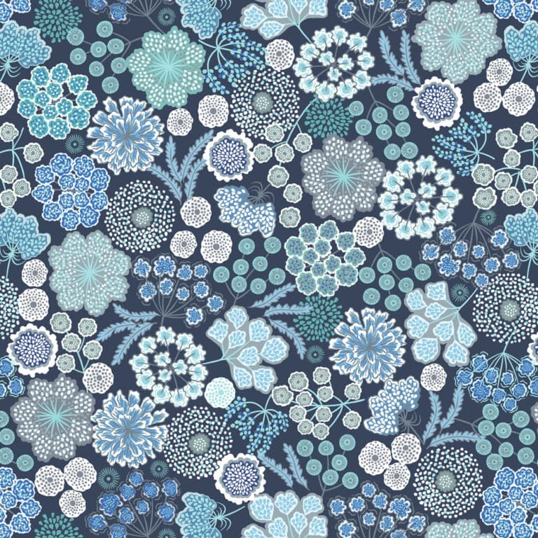 Blue Floral Lewis and Irene Fabric Lewis & Irene Jardin d'Hiver Flannels - The Sewing Studio
