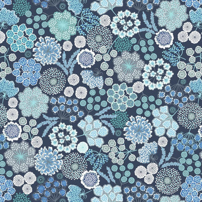 Winter Floral Dark Blue