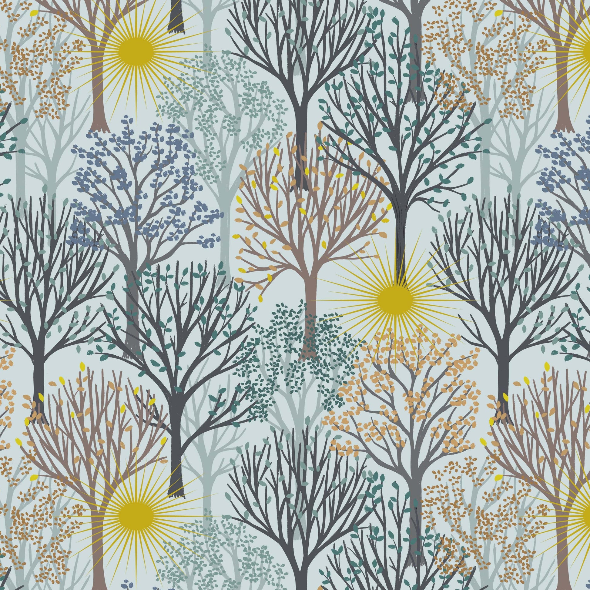 Multi-coloured Woodland and Nature Lewis and Irene Fabric Lewis and Irene Winter Solstice - The Sewing Studio