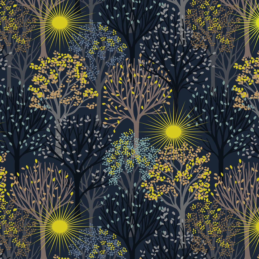 Multi-coloured Woodland and Nature Lewis and Irene Fabric Lewis and Irene Winter Solstice - The Sewing Studio