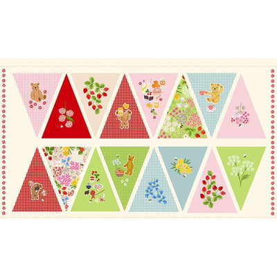 Lewis And Irene Teddy Bears Picnic Bunting Fabric Panel A818