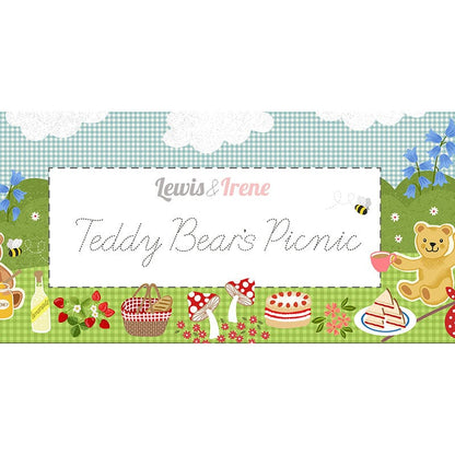 Lewis And Irene Teddy Bears Picnic Bee Floral Pink A795-2 Range Image