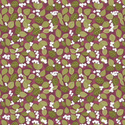 Lewis And Irene Winter Botanical Snowberry On Dark Red With Pearl A787-3