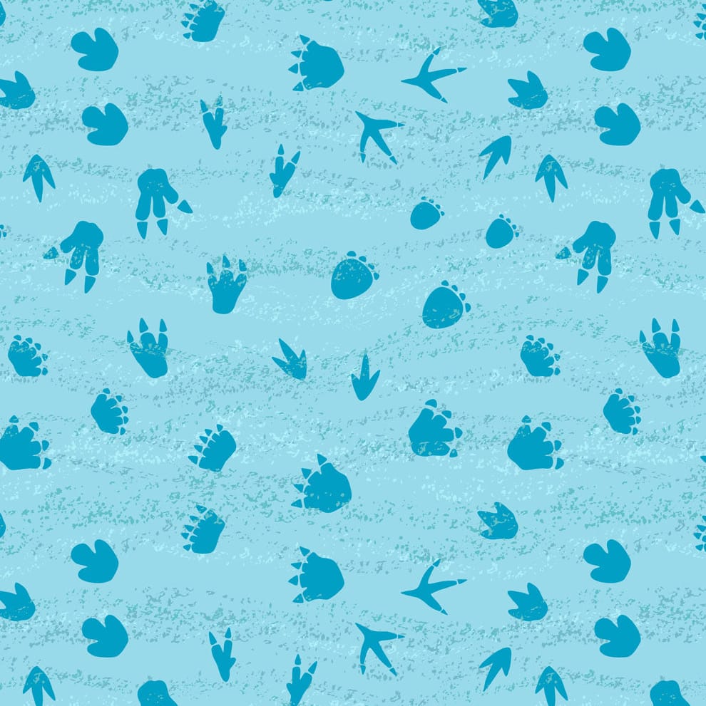 Blue Childrens, Novelty, Dinosaurs Lewis & Irene Fabric Lewis & Irene Dino Discovery in Blue Dino Paws - The Sewing Studio
