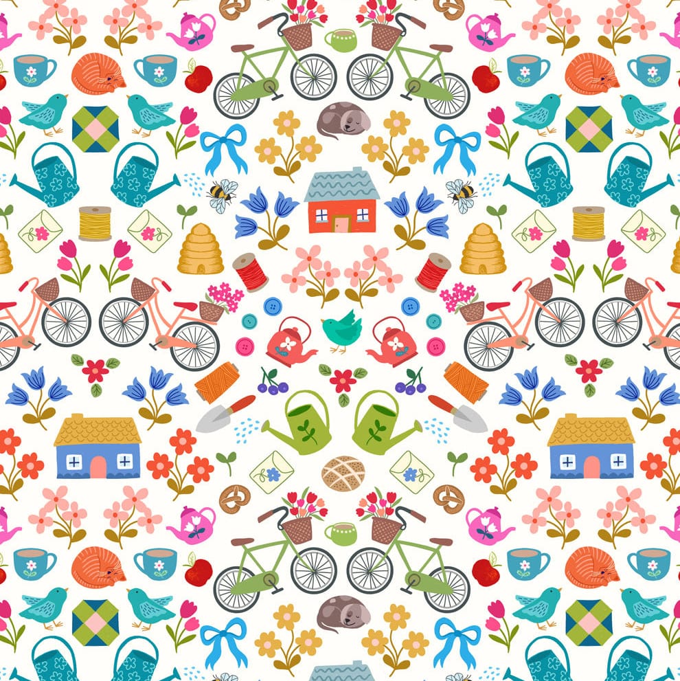 Multi-coloured Novelty Lewis & Irene Fabric Lewis & Irene Small Things...Cottage Charm - The Sewing Studio
