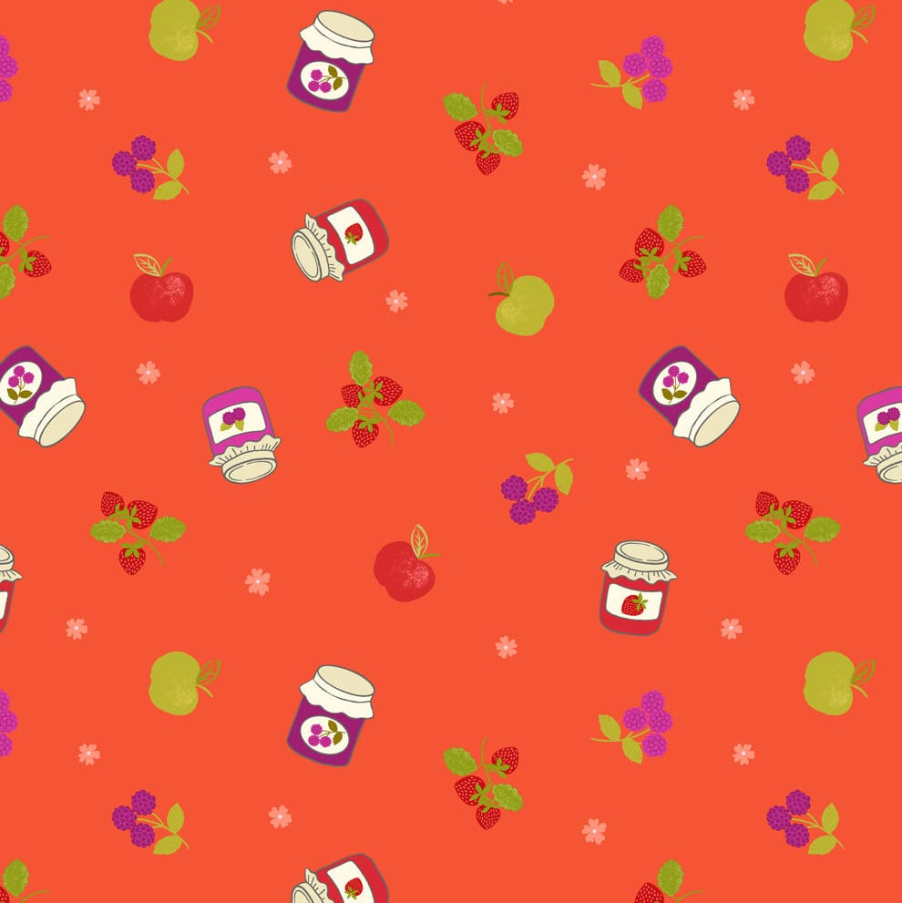 Multi-coloured, Red Novelty, Food And Drink Lewis & Irene Fabric Lewis & Irene Small Things...Cottage Charm in Cottage Preserves - The Sewing Studio
