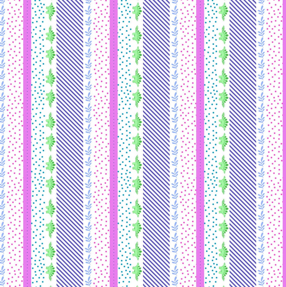 Multi-coloured Childrens, Stripes, Dinosaurs Lewis & Irene Fabric Lewis & Irene Dino Discovery in Dino Stripe Multi - The Sewing Studio