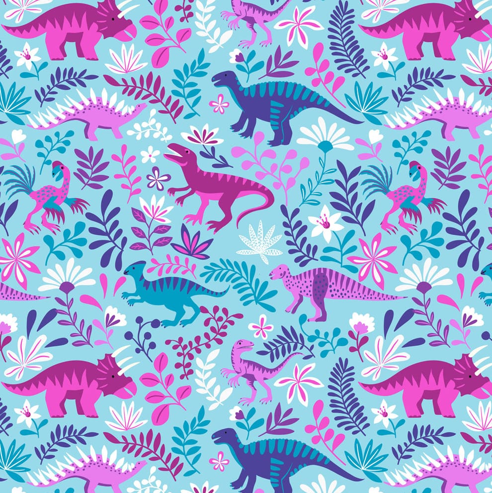 Multi-coloured, Blue Childrens, Novelty, Dinosaurs Lewis & Irene Fabric Lewis & Irene Dino Discovery in Dinosaurs On Light Blue - The Sewing Studio