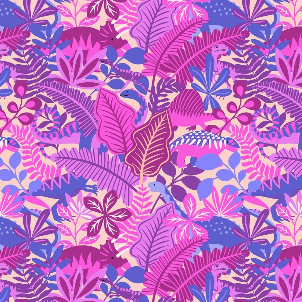 Multi-coloured Childrens, Animals, Novelty, Dinosaurs Lewis & Irene Fabric Lewis & Irene Dino Discovery in Hide And Seek Dinos Peach - The Sewing Studio