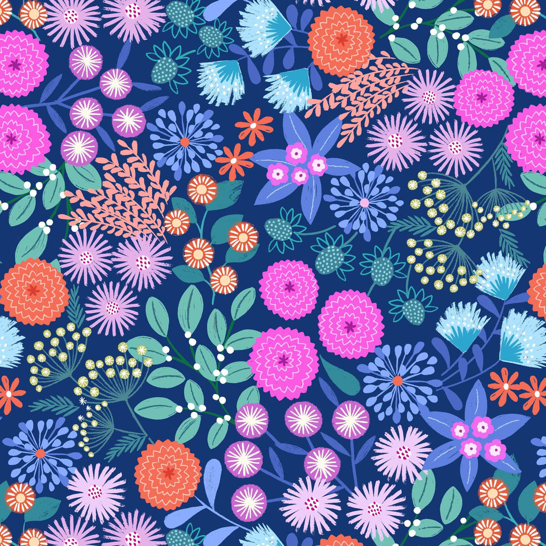 Multi-coloured Floral Lewis & Irene Fabric Lewis & Irene Creative Landscapes Mountains & Shores - The Sewing Studio