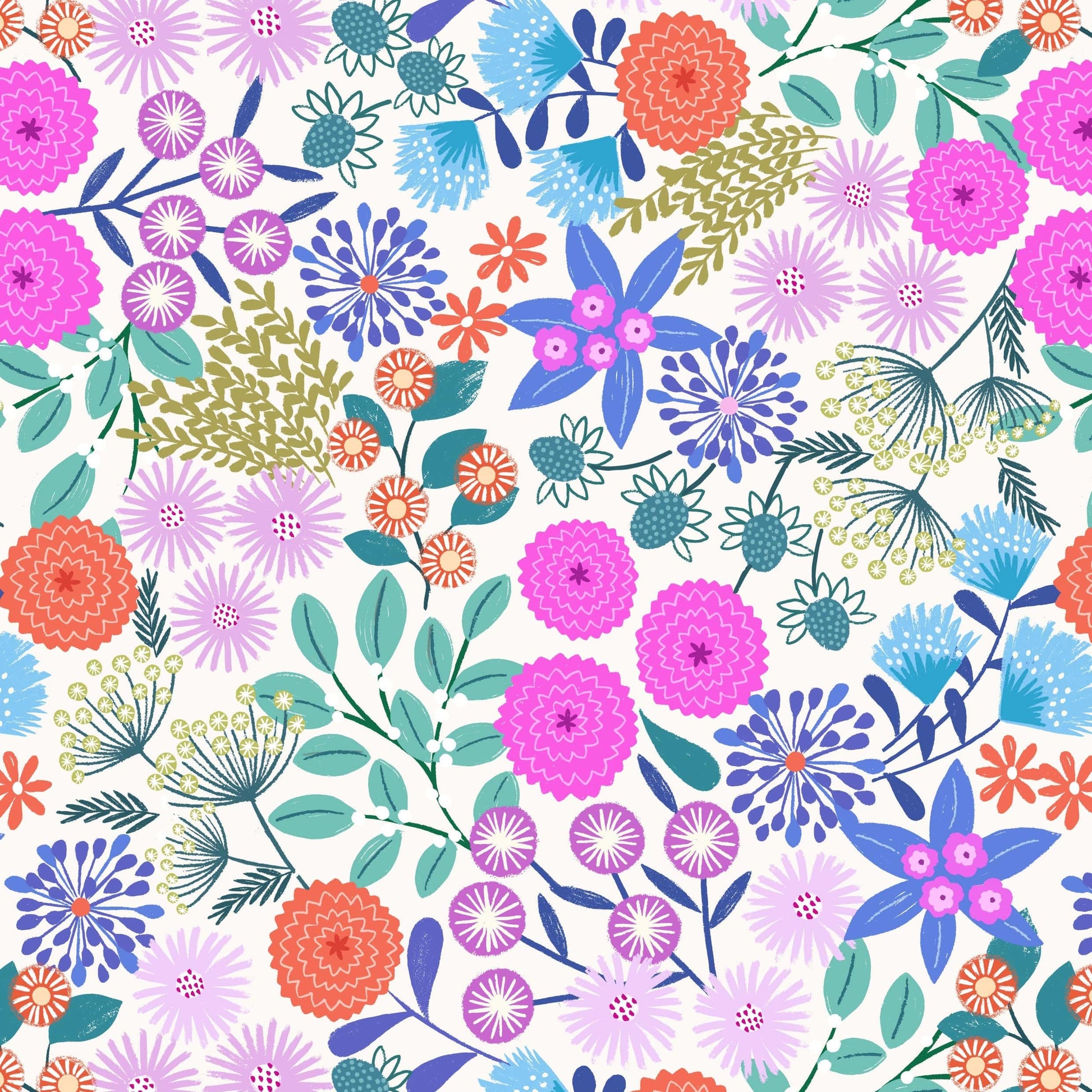 Multi-coloured Floral Lewis & Irene Fabric Lewis & Irene Creative Landscapes Mountains & Shores - The Sewing Studio
