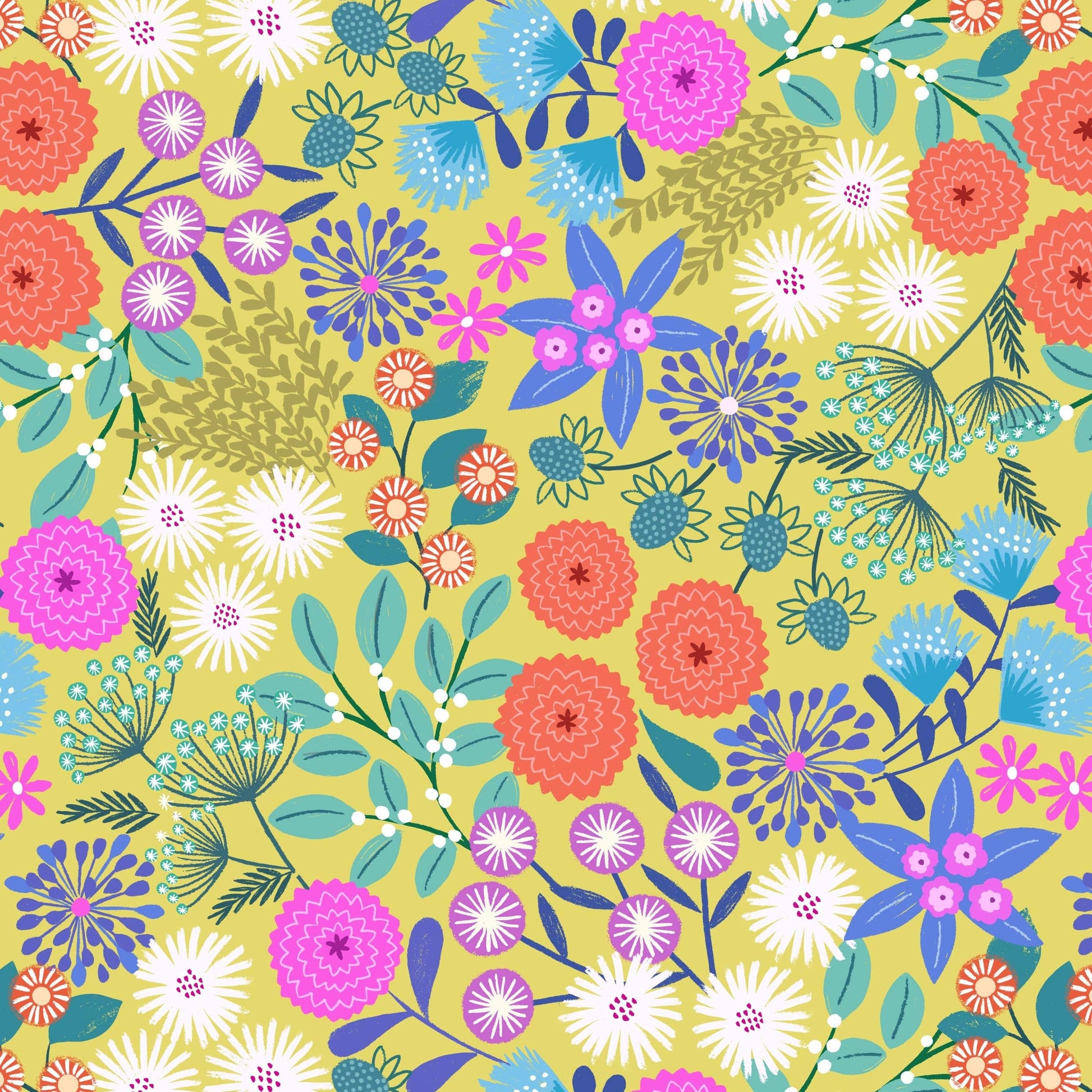 Multi-coloured Floral Lewis & Irene Fabric Lewis & Irene Creative Landscapes Mountains & Shores - The Sewing Studio