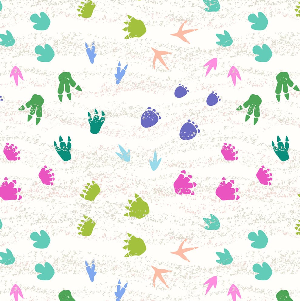 Multi-coloured Childrens, Novelty, Dinosaurs Lewis & Irene Fabric Lewis & Irene Dino Discovery in Multi Dino Paws - The Sewing Studio