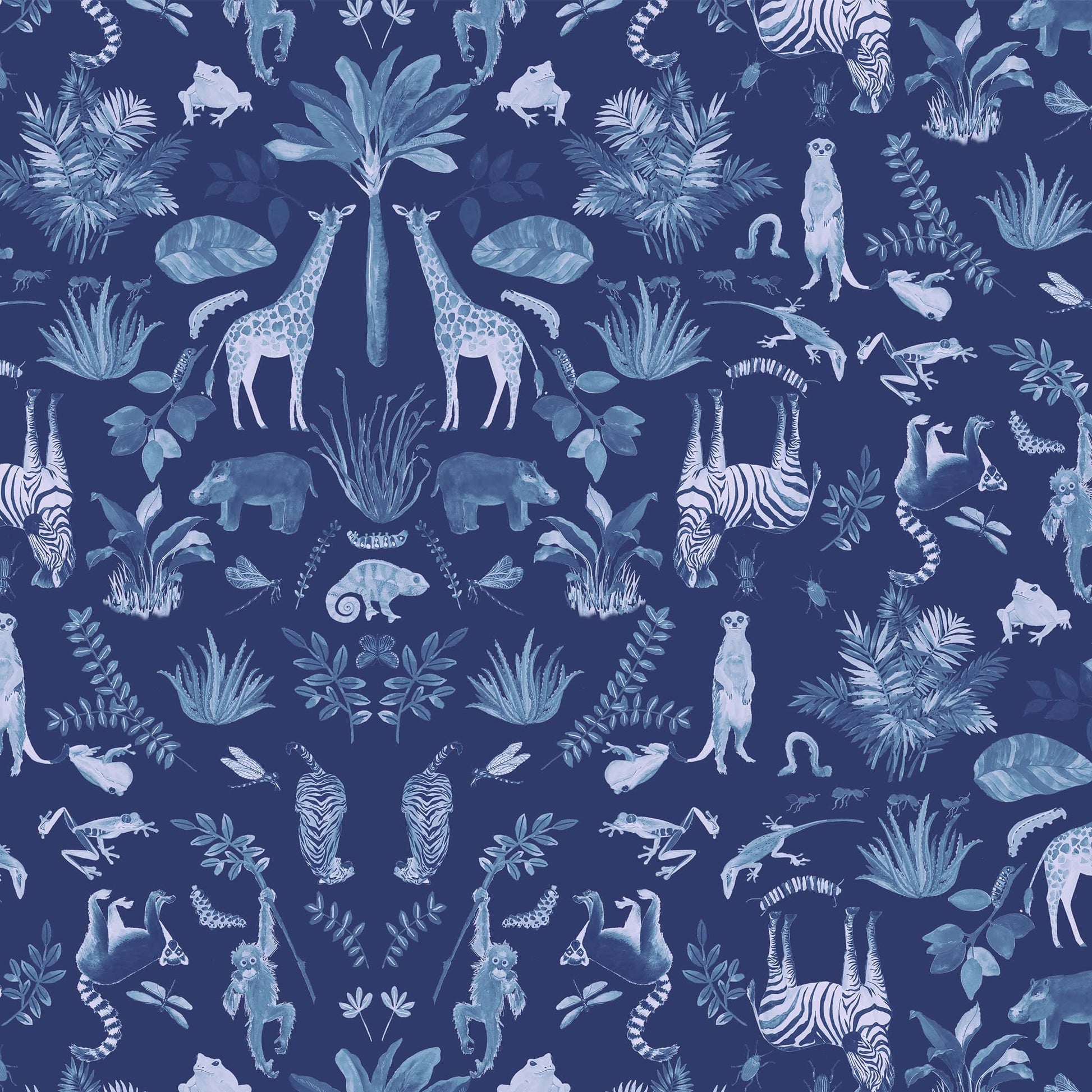 Blue Animals Lewis & Irene Fabric Lewis & Irene Safari Collection - The Sewing Studio