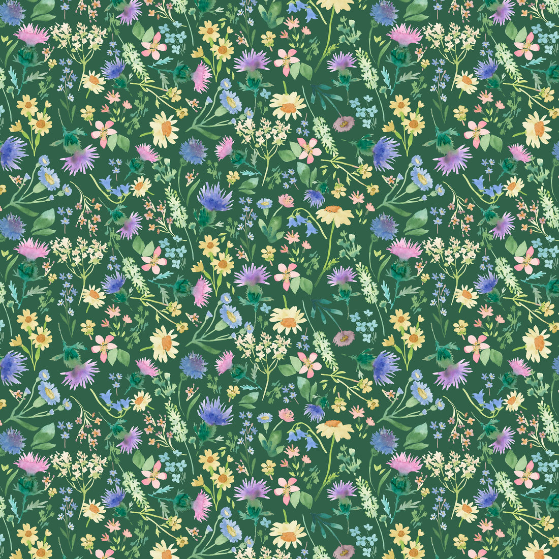 Green Floral Lewis & Irene Fabric Lewis and Irene Flowers of Scotland in Roslin Bracken - The Sewing Studio