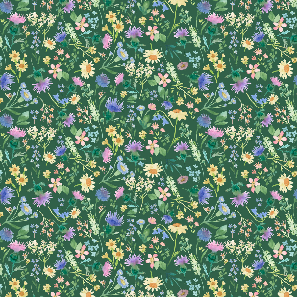Green Floral Lewis & Irene Fabric Lewis and Irene Flowers of Scotland in Roslin Bracken - The Sewing Studio