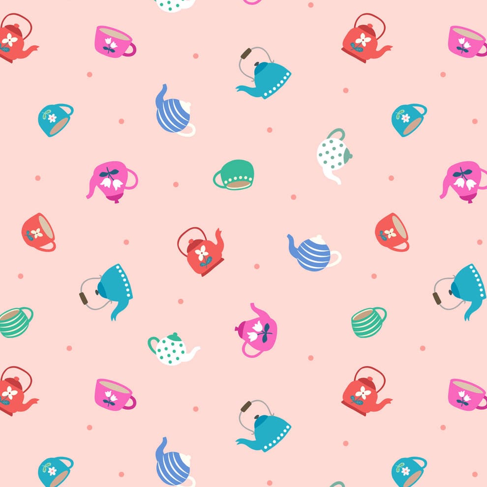 Multi-coloured, Pink Novelty, Food And Drink Lewis & Irene Fabric Lewis & Irene Small Things...Cottage Charm in Tea Time - The Sewing Studio