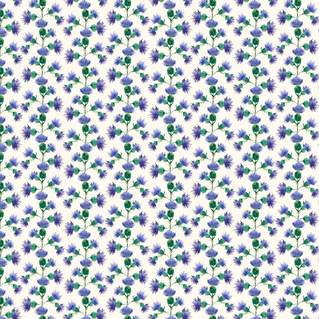 Multi-coloured Floral Lewis & Irene Fabric Lewis and Irene Flowers of Scotland in Thistle Trellis - The Sewing Studio
