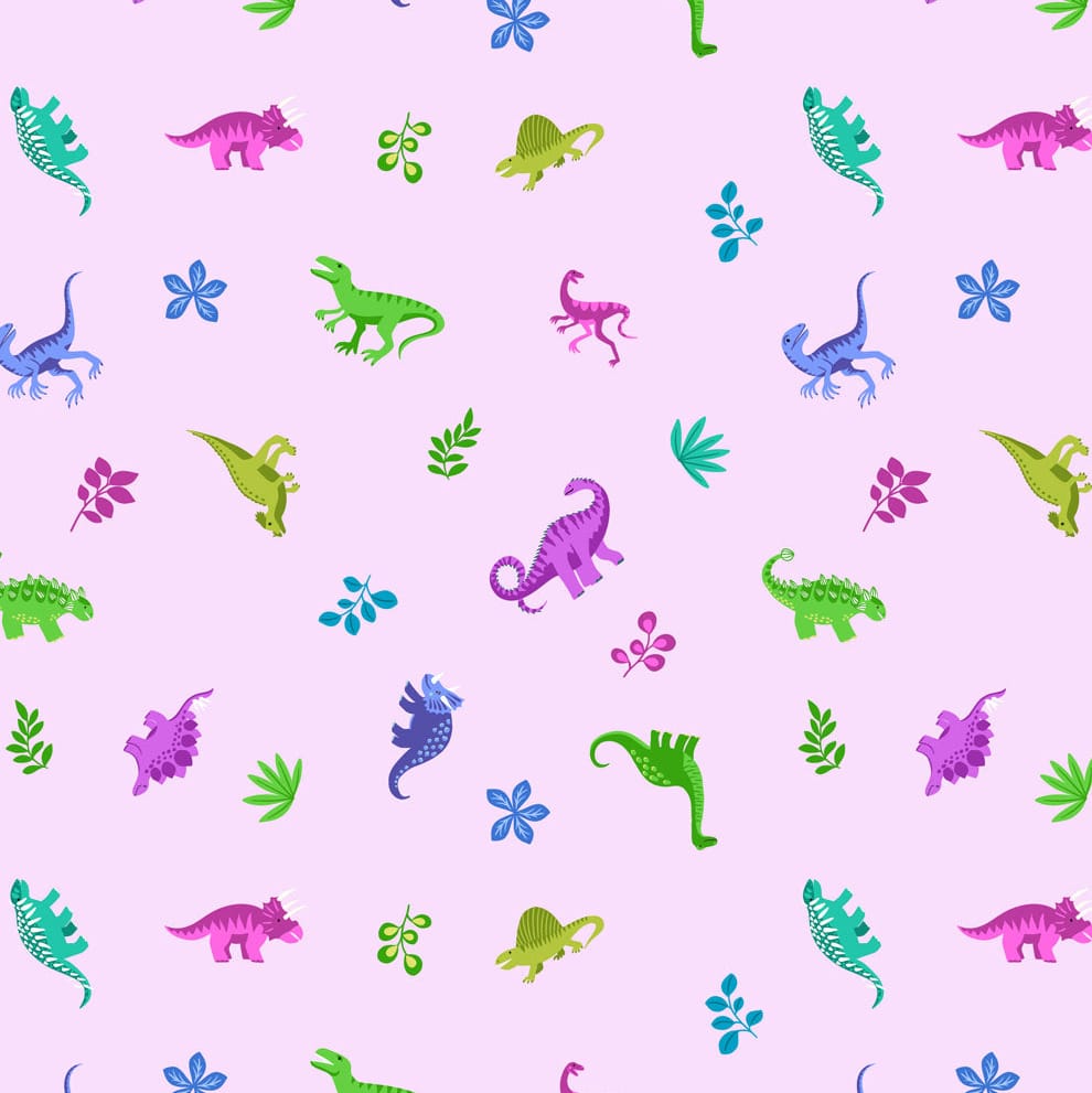 Multi-coloured Childrens, Novelty, Dinosaurs Lewis & Irene Fabric Lewis & Irene Dino Discovery in Tiny Dinos Lilac - The Sewing Studio
