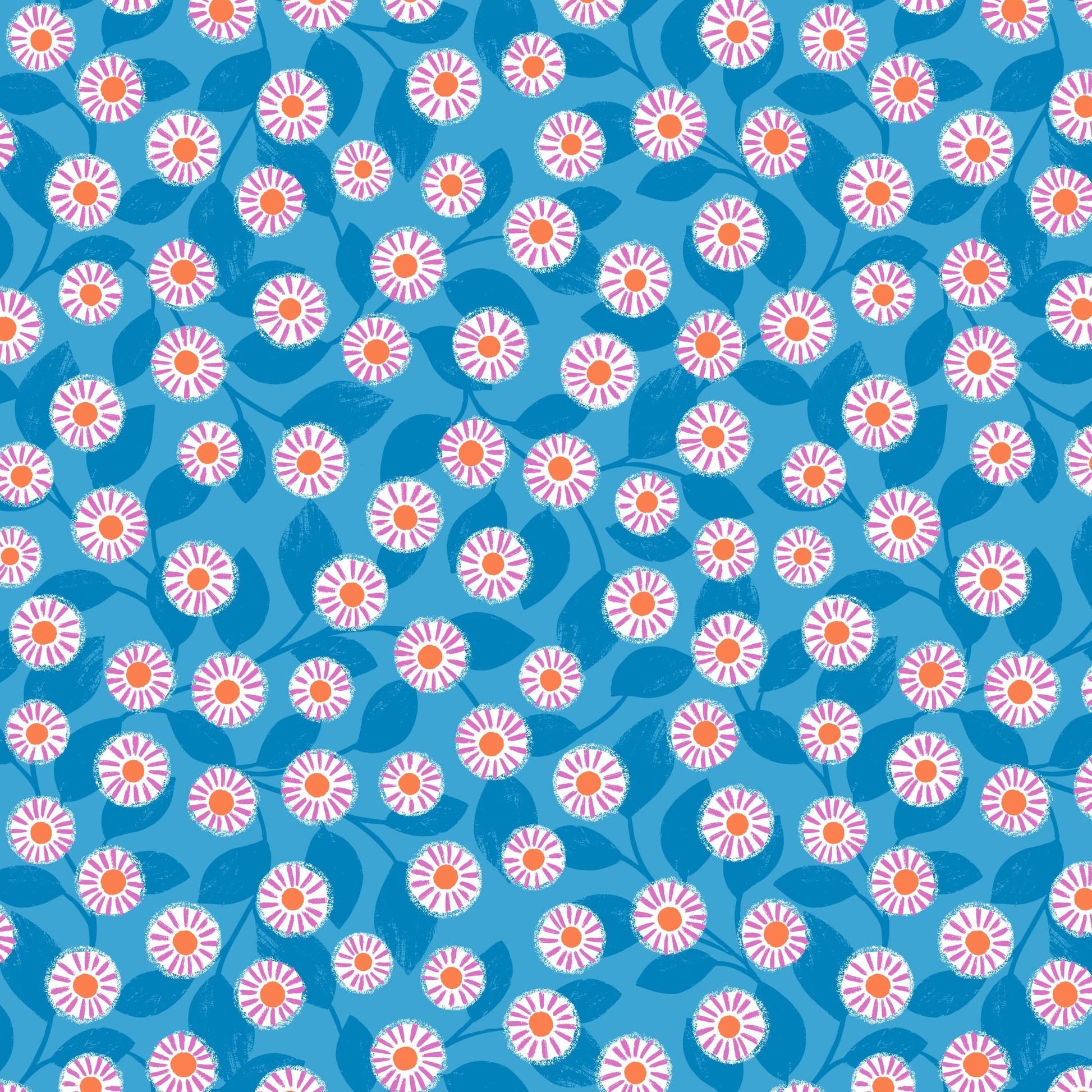 Blue Floral Lewis & Irene Fabric Lewis & Irene Creative Landscapes Mountains & Shores - The Sewing Studio