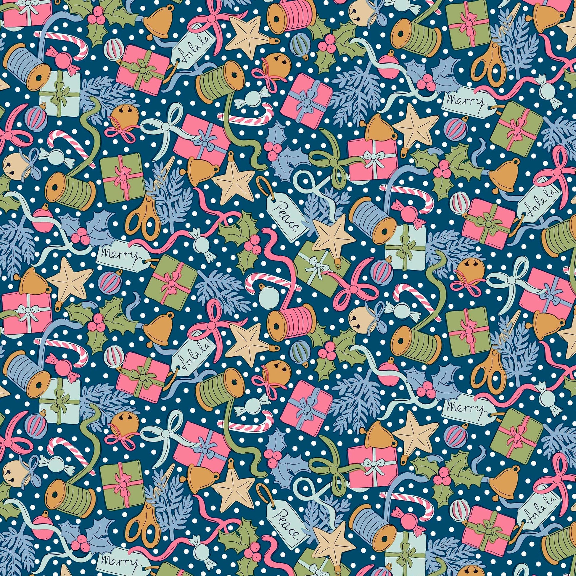 Multi-coloured Christmas Liberty Fabric Fabric Liberty Fabric Festive Greetings - The Sewing Studio