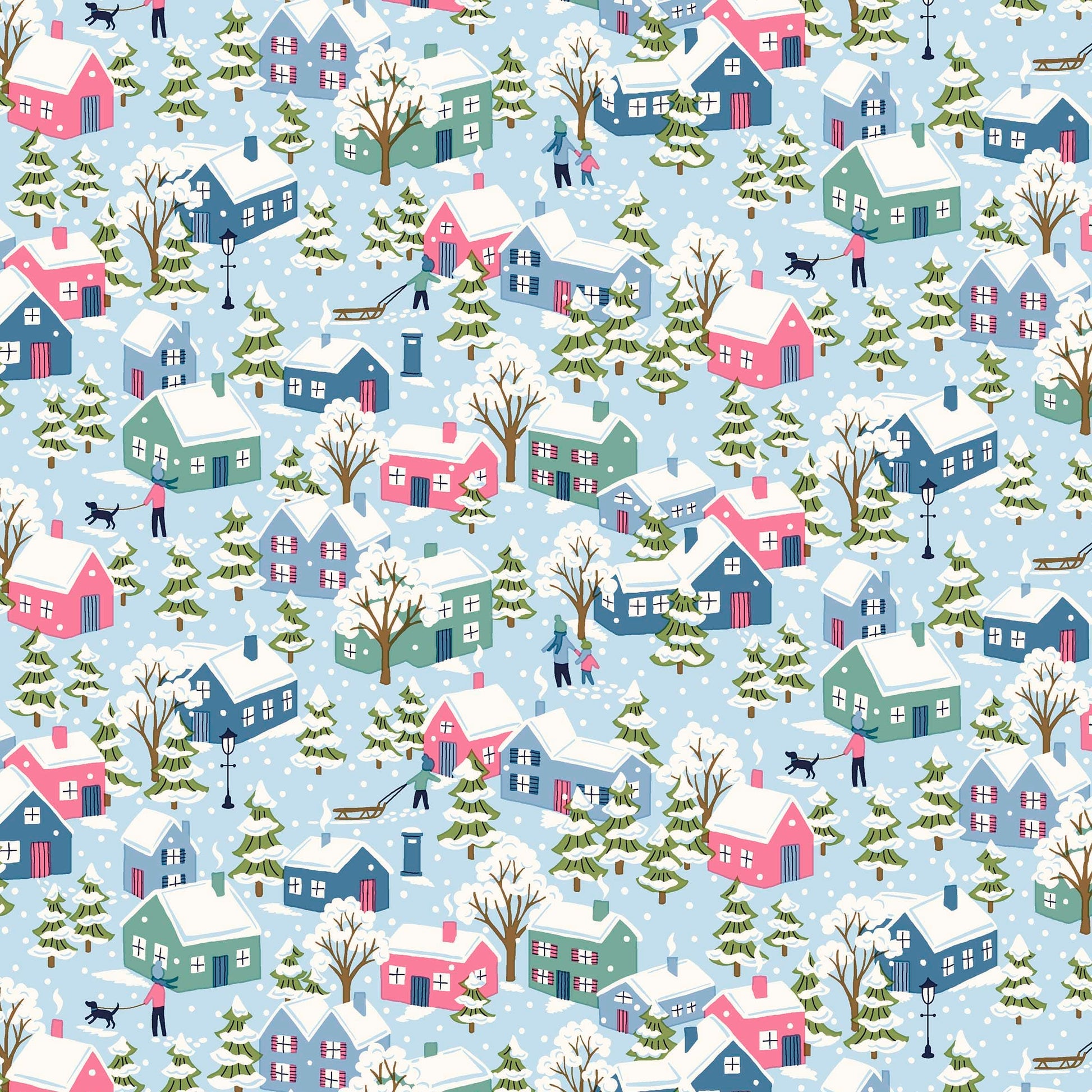 Multi-coloured, Blue Christmas Liberty Fabric Fabric Liberty Fabric Festive Greetings - The Sewing Studio