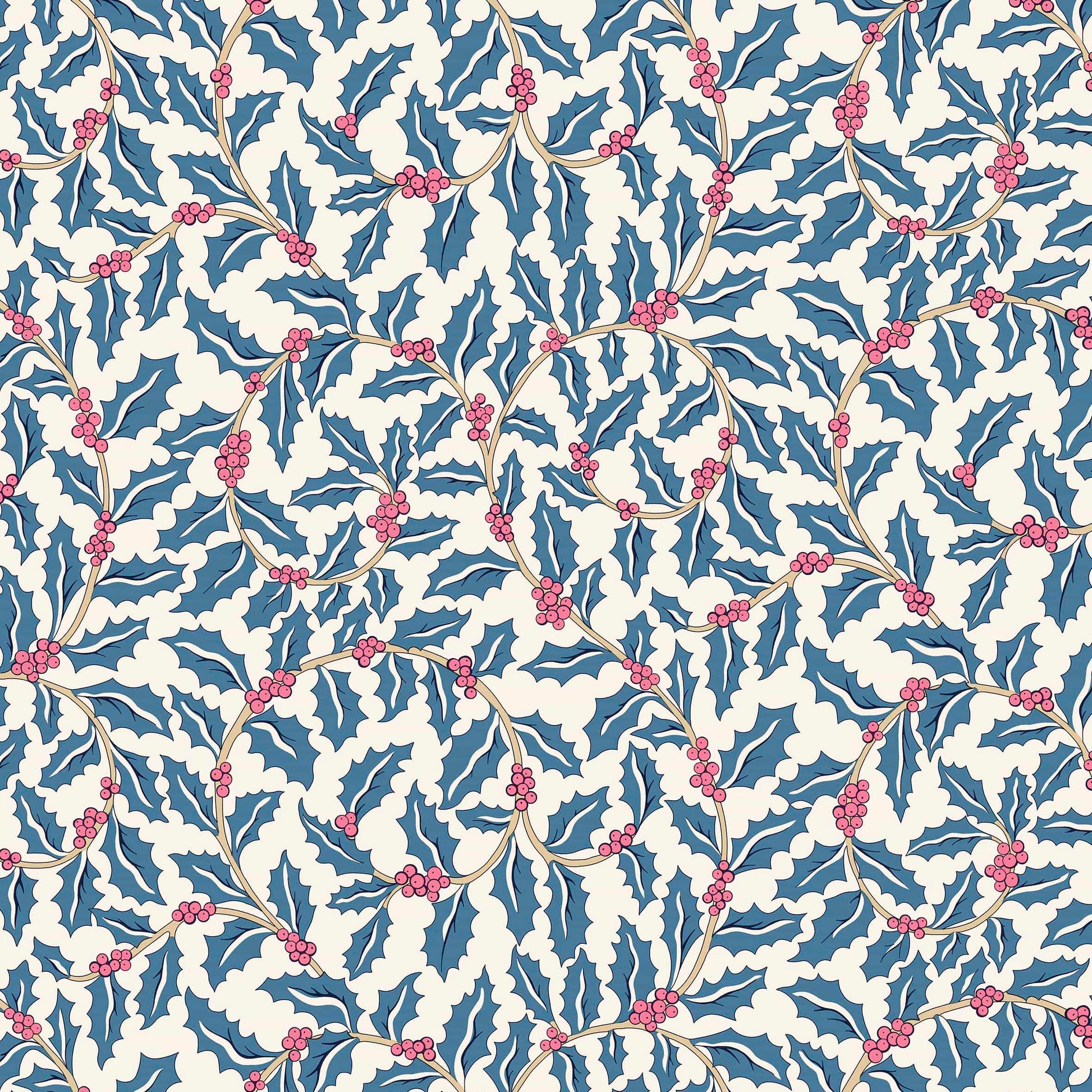 Multi-coloured, Blue Christmas Liberty Fabric Fabric Liberty Fabric Festive Greetings - The Sewing Studio