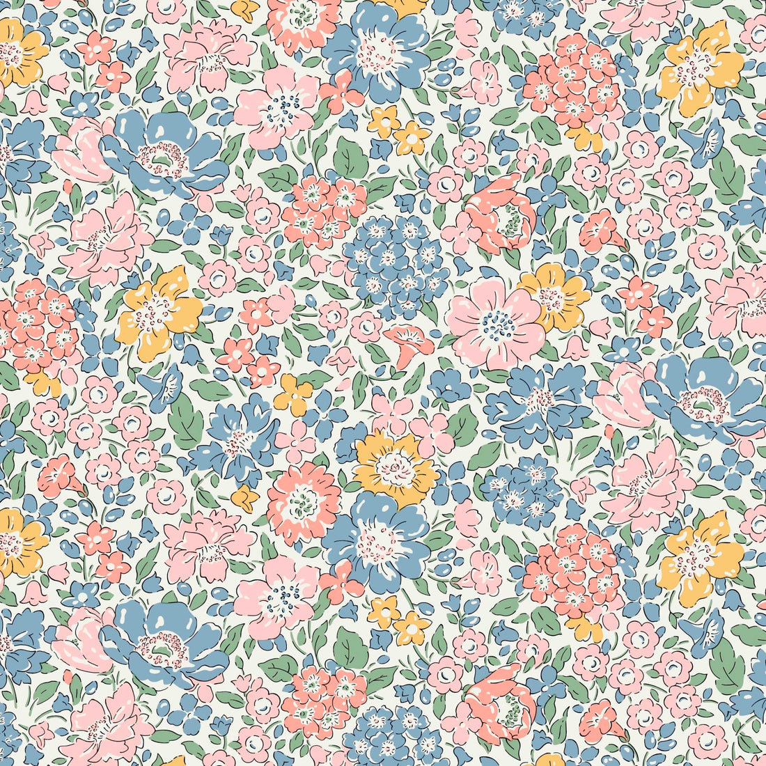 Multi-coloured Floral Liberty Fabric Liberty Romatic Florals in Glen Lyon Blooms A - The Sewing Studio