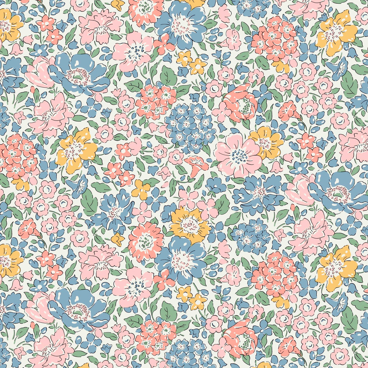 Multi-coloured Floral Liberty Fabric Liberty Romatic Florals in Glen Lyon Blooms A - The Sewing Studio