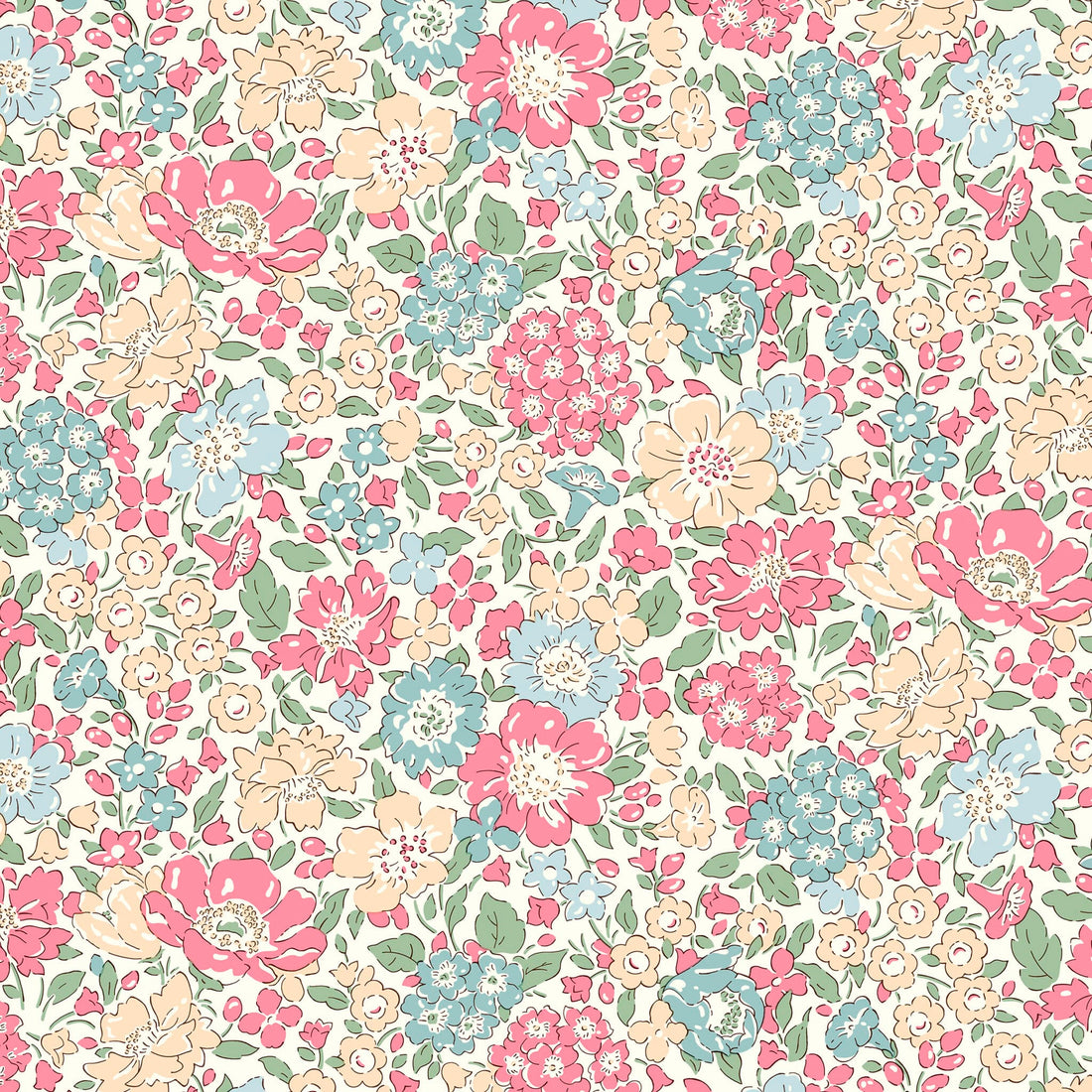 Multi-coloured Floral Liberty Fabric Liberty Romatic Florals in Glen Lyon Blooms B - The Sewing Studio